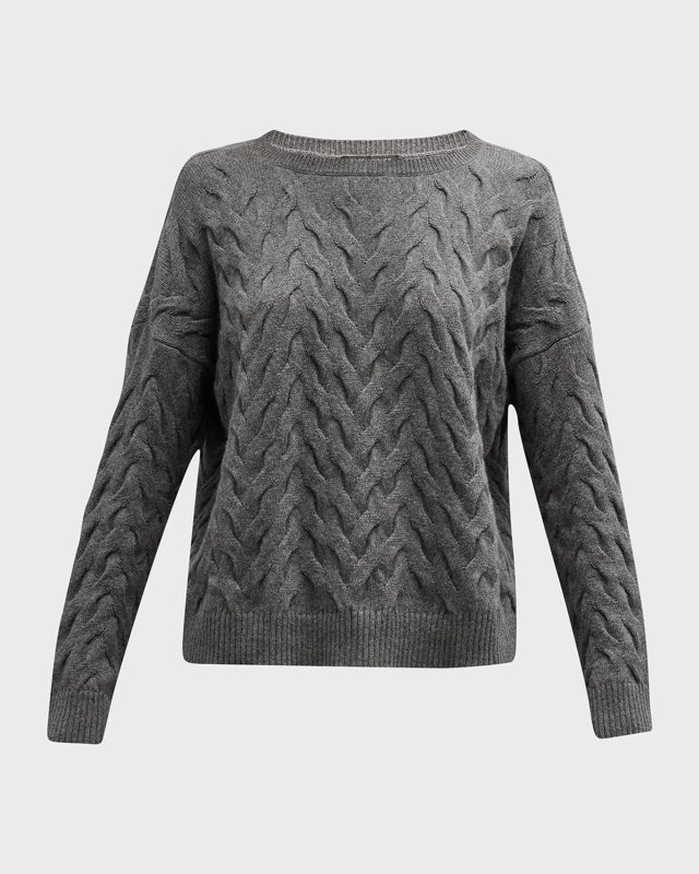 Scoop-Neck Cable-Knit Sweater